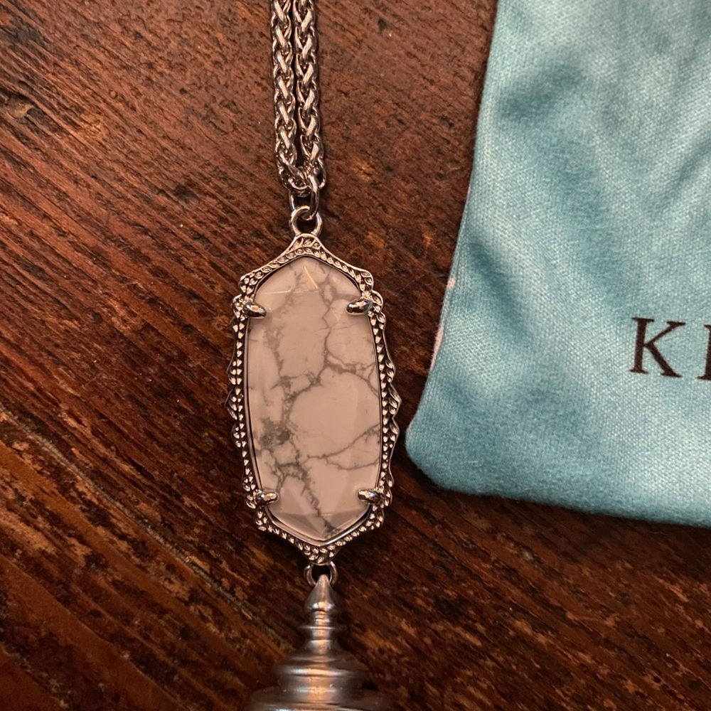 Kendra Scott silver and white howlite long necklace